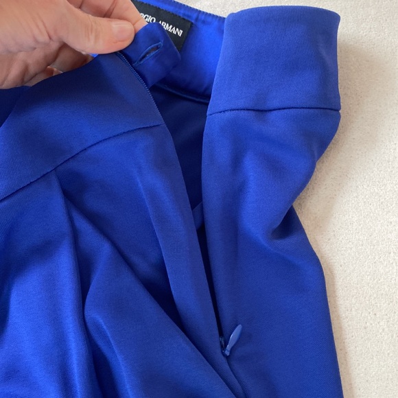 Giorgio Armani black label wide leg flowy pants, electric blue, silk insert IT46 - Picture 9 of 15